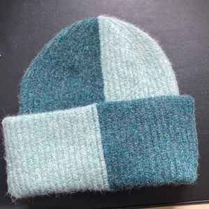 Anthropologie Blue Color Block Beanie